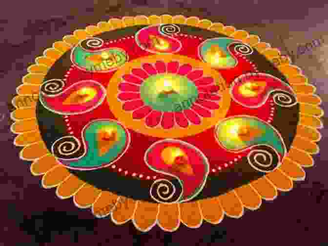 A Vibrant Rangoli Artwork By Lilu Rangoli Devika Joglekar, Showcasing Intricate Patterns And Vibrant Colors. Lilu S Rangoli Devika Joglekar