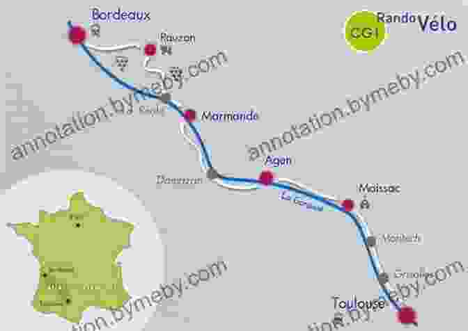 Map Of Bordeaux To Toulouse Cycling Route Cycling The Canal De La Garonne: From Bordeaux To Toulouse (Cicerone Cycling Guides)