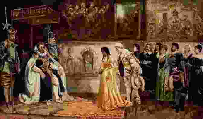 Pocahontas In England, Surrounded By A Group Of Elegantly Dressed People, Her Eyes Reflecting A Mix Of Wonder And Longing The Legend Of Pocahontas North American Colonization Biography Grade 3 Children S Biographies