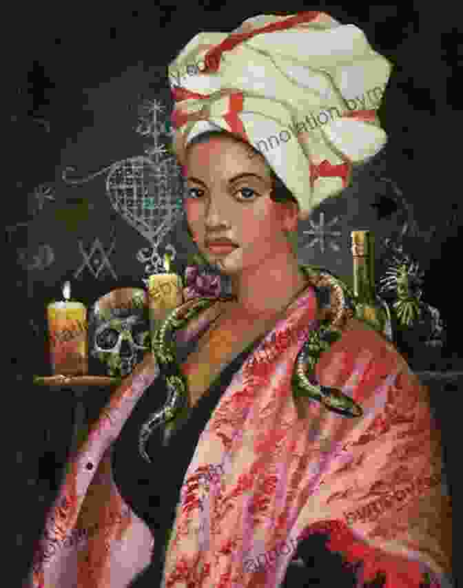 Sepia Toned Portrait Of Marie Laveau, The Legendary Voodoo Queen Of New Orleans, With Distinctive Facial Features, Piercing Eyes, And Adorned With Beads And Jewelry. The Magic Of Marie Laveau: Embracing The Spiritual Legacy Of The Voodoo Queen Of New Orleans