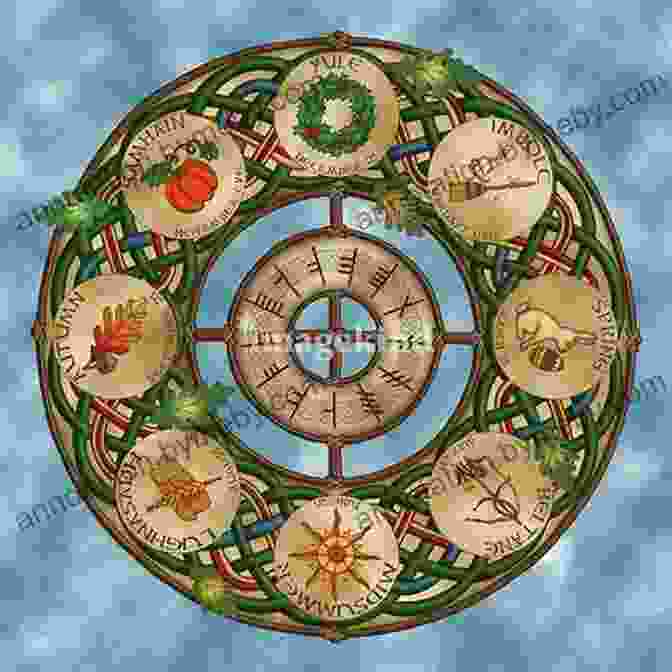 The Wheel Of The Year Book Cover Featuring A Vibrant Depiction Of The Seasonal Cycle, Adorned With Intricate Celtic Knots And Symbols Rupert S Tales: The Wheel Of The Year Samhain Yule Imbolc And Ostara (Rupert S Tales: The Wheel Of The Year)